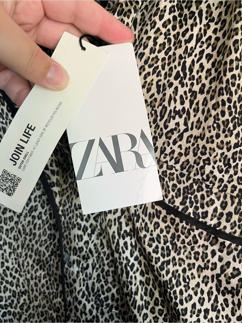 Zara Leopard Print Blouse NWT XS Animal Print Top Black Trim Long Sleeve - Picture 5 of 5